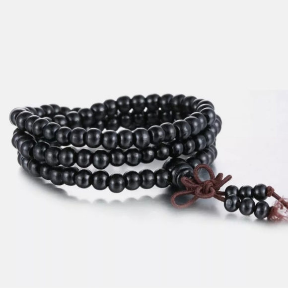 Yoga Meditation Sandalwood Mala Beads Rosary Wrap Bracelet Wooden Red Black - Picture 15 of 16